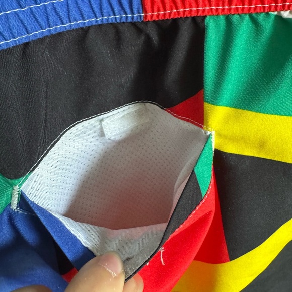 Fabletics Blue Red Multi Colorblock Swim Shorts Womens L Athletic Beach - Picture 5 of 5